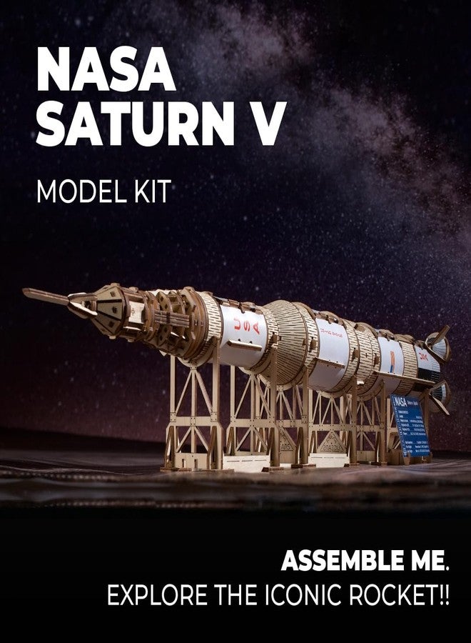 UGEARS NASA Saturn V 3D Wooden Puzzles for Adults - Wooden Model Kits for Adults Model Rocket Full Kit Space Shuttle Model Aerospace Engineering Gifts Brain Teaser, Hobby Set - Image 3